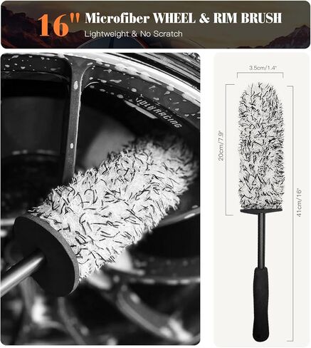 مجموعة فرش عجلة السيارة، 4 قطع من فرشاة تنظيف العجلات المصنوعة من الألياف الدقيقة، فرشاة تفصيل ناعمة وخالية من الخدوش وفرشاة الإطارات، مجموعة تنظيف العجلات الاحترافية لأطراف عادم المحرك، برتقالية in Kuwait