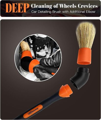 مجموعة فرش عجلة السيارة، 4 قطع من فرشاة تنظيف العجلات المصنوعة من الألياف الدقيقة، فرشاة تفصيل ناعمة وخالية من الخدوش وفرشاة الإطارات، مجموعة تنظيف العجلات الاحترافية لأطراف عادم المحرك، برتقالية in Kuwait