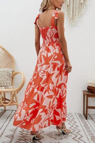 ELIGNTLOFT 2024 Women's Summer Casual Maxi Dress Spaghetti Strap Square Neck Boho Beach Long Sun Dresses in Saudi Arabia