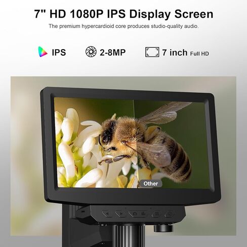 7" HDMI LCD Digital Microscope - 1600X Coin Microscope w/ 1080P IPS Screen LED Lights 2 Flexible Side Lights PC View Soldering Microscope for Adults Compatible for Windows/Mac/TV 32GB in Kuwait