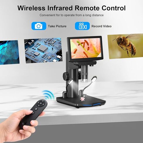 7" HDMI LCD Digital Microscope - 1600X Coin Microscope w/ 1080P IPS Screen LED Lights 2 Flexible Side Lights PC View Soldering Microscope for Adults Compatible for Windows/Mac/TV 32GB in Kuwait