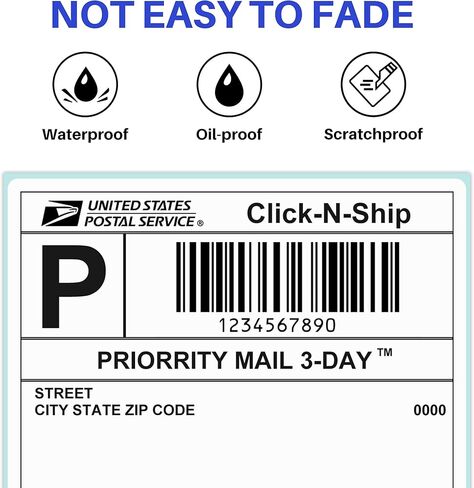 6 مجموعات من الملصقات الحرارية المباشرة مقاس 4 × 6 بوصات، ملصقات الشحن 425 ملصقًا لكل كومة، متوافقة مع رولو والحمار الوحشي (6 مجموعات - 2550 ملصقًا) in Kuwait