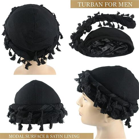 عمامة للرجال، أغطية رأس ملتوية عتيقة، من Durag، مبطنة بالساتان، عمامة هالة للرجال، شرابات من الساتان in Saudi Arabia