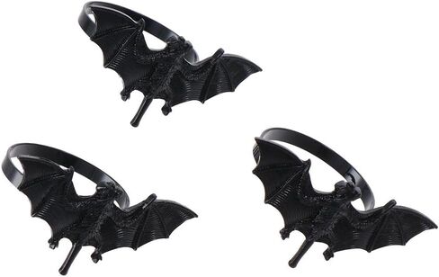 Set of 6 Halloween Napkin Ring, Metal Bat Napkin Ring Holder for Kitchen Dinner Table Party Decorations,Black in Kuwait