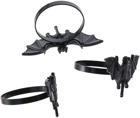 Set of 6 Halloween Napkin Ring, Metal Bat Napkin Ring Holder for Kitchen Dinner Table Party Decorations,Black in Kuwait