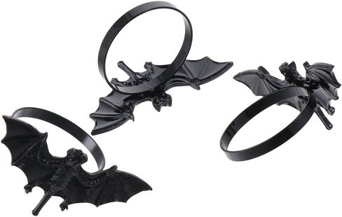 Set of 6 Halloween Napkin Ring, Metal Bat Napkin Ring Holder for Kitchen Dinner Table Party Decorations,Black in Kuwait