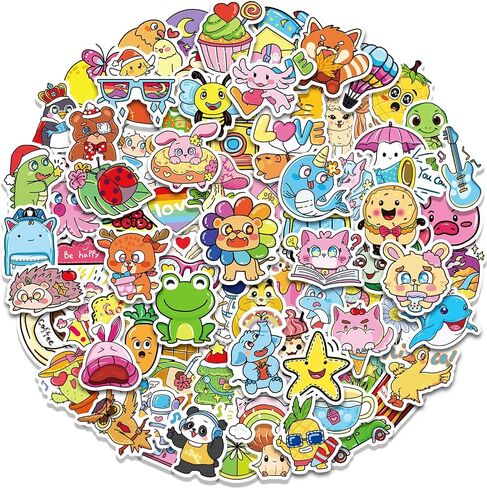 100 PCS Stickers for Kids,Cute Water Bottle Stickers,Waterproof Vinyl Stickers for Water Bottle Laptop Notebook,Kawaii Animal Stickers for Teens Girls Boys Students(Big Sticker Packs) in Saudi Arabia