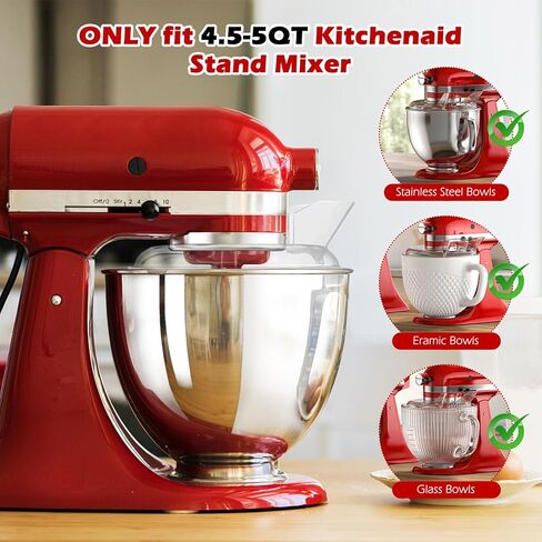 درع صب درع المطبخ لخلاطات KitchenAid 4.5 و5 qt، استبدل درع الصب KN1PS، ملحقات حماية السلامة من الرذاذ (شفاف) in Kuwait