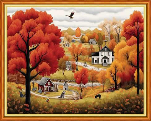 Dimensean Stamped Cross Stitch Kits Full Range of Embroidery Patterns Starter Kits for Beginners Adult or Kids DIY Cross Stitches Needlepoint Kits 11CT-Forest Eagle 16x20 inch in Kuwait