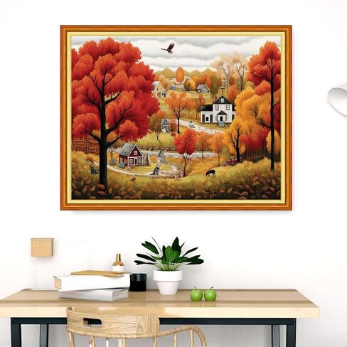 Dimensean Stamped Cross Stitch Kits Full Range of Embroidery Patterns Starter Kits for Beginners Adult or Kids DIY Cross Stitches Needlepoint Kits 11CT-Forest Eagle 16x20 inch in Kuwait