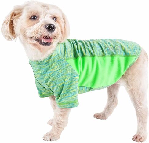 Pet Life ® Active 'Warf Speed' تي شيرت Heathered Dog للياقة البدنية واليوجا للحيوانات الأليفة ملابس للكلاب - تي شيرت عالي الأداء للكلاب مزود بتكنولوجيا قابلة للتمدد في 4 اتجاهات وعاكسة وسريعة الجفاف - قمصان صيفية للكلاب in Kuwait