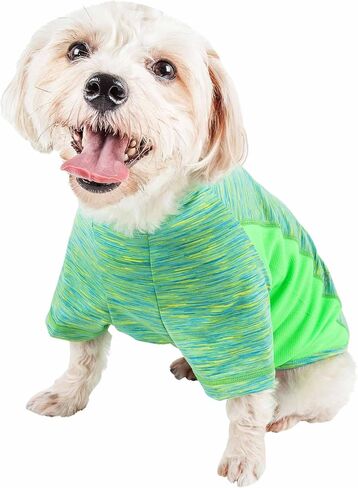 Pet Life ® Active 'Warf Speed' تي شيرت Heathered Dog للياقة البدنية واليوجا للحيوانات الأليفة ملابس للكلاب - تي شيرت عالي الأداء للكلاب مزود بتكنولوجيا قابلة للتمدد في 4 اتجاهات وعاكسة وسريعة الجفاف - قمصان صيفية للكلاب in Kuwait