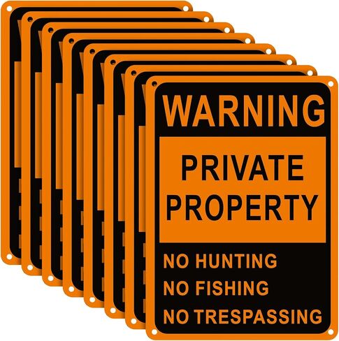 Lineshading 8 Pcs Large Posted No Hunting No Trespassing Signs Private Property Weatherproof Sign Reflective Aluminum Sign for Warning Hunting Fishing Trapping Outdoor(Darkyellow,16x4") in Kuwait