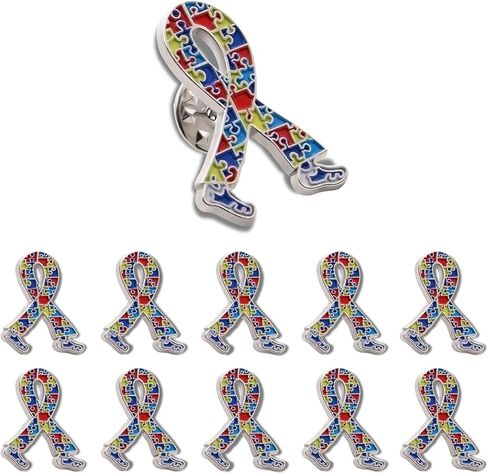 Pack of 6 Autism Awareness Ribbon Walking Lapel Pins Bulk– Autistic Puzzle Autism/Asperger’s Spectrum Disorder ASD Support Love Pins in Saudi Arabia