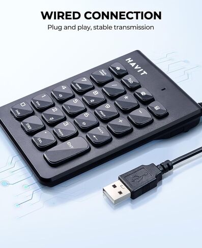 لوحة أرقام هافيت، لوحة أرقام USB للكمبيوتر المحمول المكتبي، لوحة مفاتيح رقمية سلكية مكونة من 23 مفتاحًا مع آلة حاسبة للمحاسبين in Kuwait