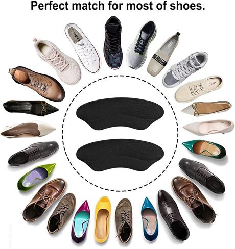 Heel Grips Women Shoes Pads: Inserts into Back Heel - Heel Protector for High Heel Boots Insoles Prevent Too Big Shoe from Slipping Liner Cushion for Comfortable Support(4 Pairs)（Black） in Saudi Arabia
