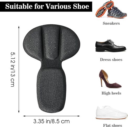 2 Pairs 2 in 1 Heel Grips Sponge Back of Heel Cushion Inserts Shoes Liner Pads Filler Snugs for Men Women Loose Shoes Improved Shoe Fit Comfort Stop Slip Blister(Black) in Saudi Arabia
