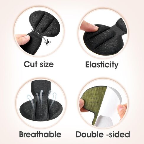 2 Pairs 2 in 1 Heel Grips Sponge Back of Heel Cushion Inserts Shoes Liner Pads Filler Snugs for Men Women Loose Shoes Improved Shoe Fit Comfort Stop Slip Blister(Black) in Saudi Arabia