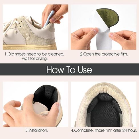 2 Pairs 2 in 1 Heel Grips Sponge Back of Heel Cushion Inserts Shoes Liner Pads Filler Snugs for Men Women Loose Shoes Improved Shoe Fit Comfort Stop Slip Blister(Black) in Saudi Arabia