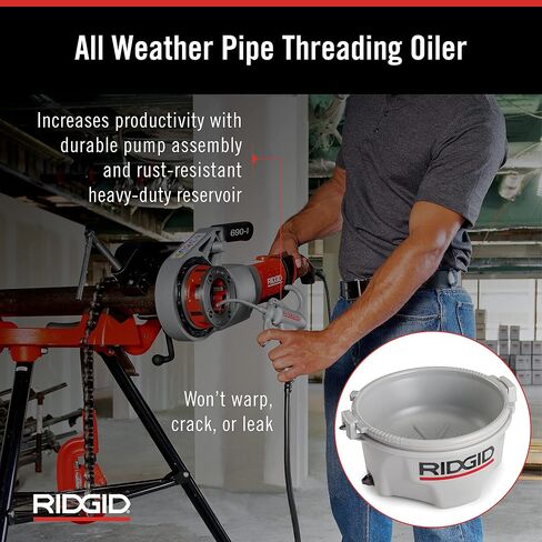 RIDGID 10883 موديل 418 مزيتة مع زيت قطع الخيوط الفاخر، فضي in Saudi Arabia