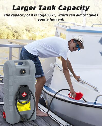 خزان نقل الوقود سعة 15 جالون، علبة غاز مع فوهة نقل يدوية، خزان وقود ديزل بنزين على العجلات للسيارات وجزازات العشب والقوارب ATVs، 2 جالون/الدقيقة، أحمر in Kuwait