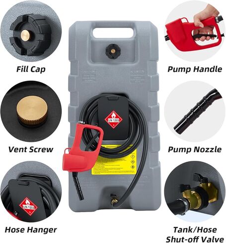 خزان نقل الوقود سعة 15 جالون، علبة غاز مع فوهة نقل يدوية، خزان وقود ديزل بنزين على العجلات للسيارات وجزازات العشب والقوارب ATVs، 2 جالون/الدقيقة، أحمر in Kuwait