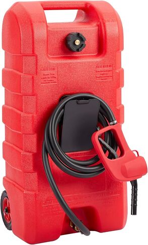 Fuel Transfer Tank 15 Gallon, Gas Can with Manual Transfer Nozzle, Gasoline Diesel Fuel Tank On-Wheels for for Cars Lawn Mowers Boats ATVs, 2 GAL/Min, Red in Saudi Arabia