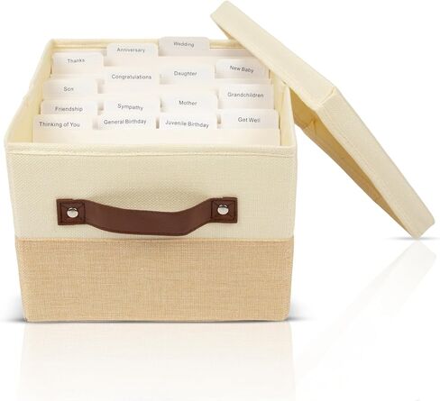 Greeting Card Organizer Box with Dividers| Card Keeper 150+ Cards w/15 Dividers| Stylish Greeting Card Box Organizer| Birthday Card Organizer & More in Saudi Arabia