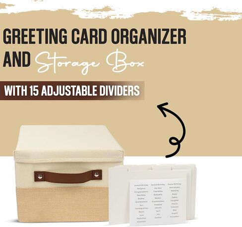 Greeting Card Organizer Box with Dividers| Card Keeper 150+ Cards w/15 Dividers| Stylish Greeting Card Box Organizer| Birthday Card Organizer & More in Saudi Arabia