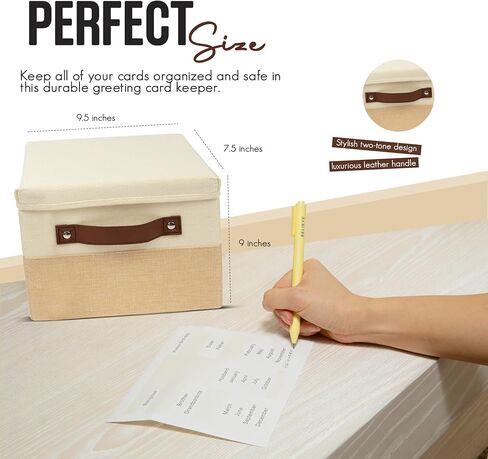 Greeting Card Organizer Box with Dividers| Card Keeper 150+ Cards w/15 Dividers| Stylish Greeting Card Box Organizer| Birthday Card Organizer & More in Saudi Arabia