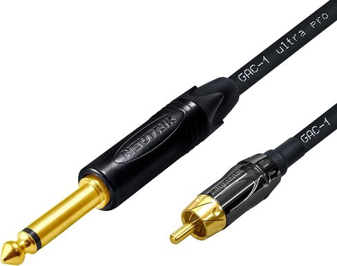 WORLDS BEST CABLES 4 Foot – TS to RCA Cable – Gotham GAC-1 Ultra Pro Low- Capacitance Instrument Cable & Neutrik NP2X-B & Amphenol ACPL-CBK Gold Plugs - Custom Made in Saudi Arabia