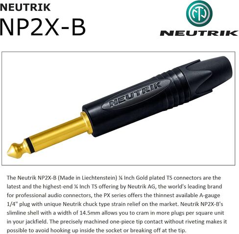 WORLDS BEST CABLES 4 Foot – TS to RCA Cable – Gotham GAC-1 Ultra Pro Low- Capacitance Instrument Cable & Neutrik NP2X-B & Amphenol ACPL-CBK Gold Plugs - Custom Made in Saudi Arabia