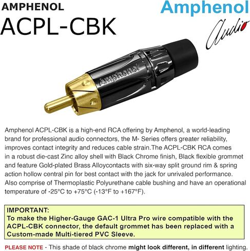 WORLDS BEST CABLES 4 Foot – TS to RCA Cable – Gotham GAC-1 Ultra Pro Low- Capacitance Instrument Cable & Neutrik NP2X-B & Amphenol ACPL-CBK Gold Plugs - Custom Made in Saudi Arabia