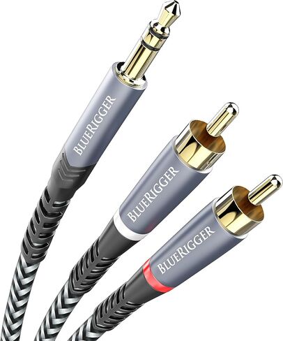 BlueRigger 3.5mm to RCA Audio Cable, 25FT - (Male Stereo RCA to AUX, RCA Y Splitter Cord, Headphone Jack Adapter) - Compatible with Smart Phone, MP3 Player, HDTV, Laptop, Home Theater, Speaker in Saudi Arabia