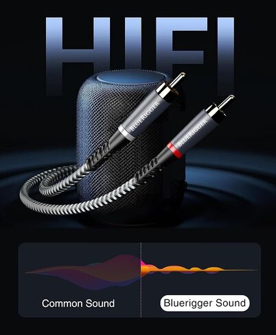 BlueRigger 3.5mm to RCA Audio Cable, 25FT - (Male Stereo RCA to AUX, RCA Y Splitter Cord, Headphone Jack Adapter) - Compatible with Smart Phone, MP3 Player, HDTV, Laptop, Home Theater, Speaker in Saudi Arabia