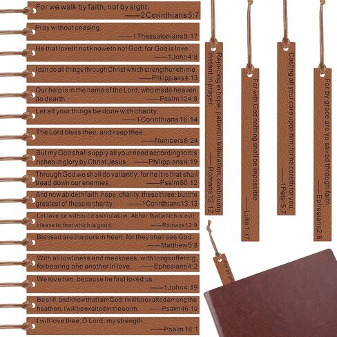 20 Pieces Christian Gifts Bible Bookmark Inspirational Book Markers Religious Gifts Christian Leather Bookmark Scripture Church Supplies Christmas Reading Reward, 20 Styles in Saudi Arabia