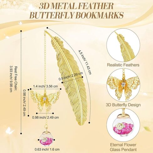 4 Pack Metal Feather Bookmarks for Teacher Appreciation Gifts Gold Butterfly Book Marks with Gifts Box for Teacher Graduation Birthday Party Teacher Thank You Gifts Back to School Gifts in Saudi Arabia