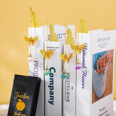 4 Pack Metal Feather Bookmarks for Teacher Appreciation Gifts Gold Butterfly Book Marks with Gifts Box for Teacher Graduation Birthday Party Teacher Thank You Gifts Back to School Gifts in Saudi Arabia
