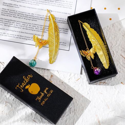 4 Pack Metal Feather Bookmarks for Teacher Appreciation Gifts Gold Butterfly Book Marks with Gifts Box for Teacher Graduation Birthday Party Teacher Thank You Gifts Back to School Gifts in Saudi Arabia