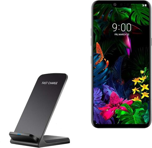 شاحن BoxWave متوافق مع هاتف LG G8 ThinQ - حامل الشحن السريع اللاسلكي (10 واط)، بدون سلك؛ لا مشكلة! اشحن هاتفك بكل سهولة! لهاتف LG G8 ThinQ - أسود لامع in Kuwait