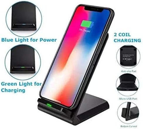 شاحن BoxWave متوافق مع هاتف LG G8 ThinQ - حامل الشحن السريع اللاسلكي (10 واط)، بدون سلك؛ لا مشكلة! اشحن هاتفك بكل سهولة! لهاتف LG G8 ThinQ - أسود لامع in Kuwait