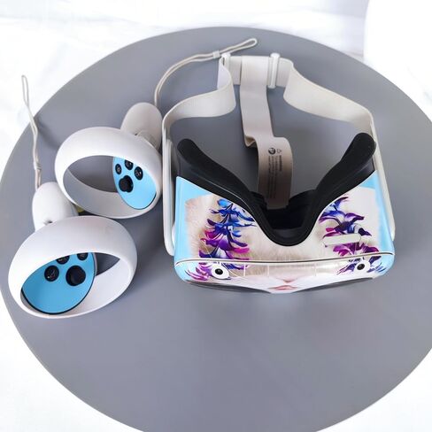 Vr Stickers for Oculus Quest 2, YIJIO Stickers Decal Compatible with Meta Quest 2 Full Warp Cartoon Skin Protective Vinyl Sticker for Headset and Controllers (Glasses Cat) in Saudi Arabia