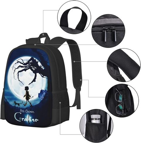 Coraline Backpack Cute School Backpack Cartoon Back Pack School Book Bag Lightweight Schoolbag With Lunch Bag Box And Pencil Case For Boys Girls Women Men in Saudi Arabia