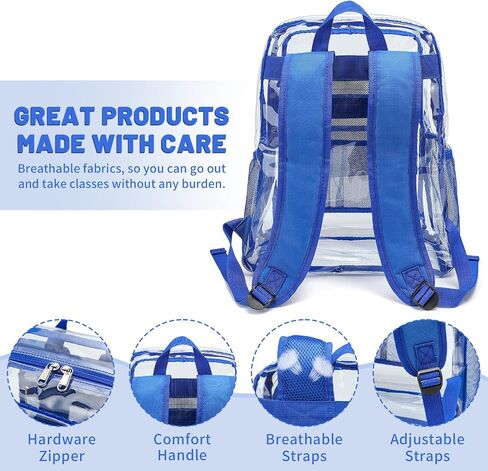 YGR Clear Backpack Heavy Duty PVC Transparent Backpack See Through Large Capacity Multiple Pockets Bookbag for Concert Work Security Travel Festival Black in Saudi Arabia