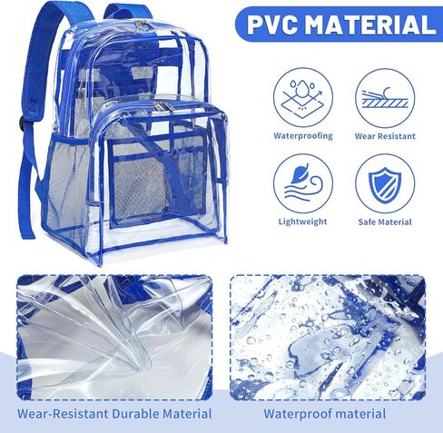 YGR Clear Backpack Heavy Duty PVC Transparent Backpack See Through Large Capacity Multiple Pockets Bookbag for Concert Work Security Travel Festival Black in Saudi Arabia