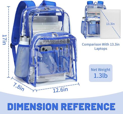 YGR Clear Backpack Heavy Duty PVC Transparent Backpack See Through Large Capacity Multiple Pockets Bookbag for Concert Work Security Travel Festival Black in Saudi Arabia