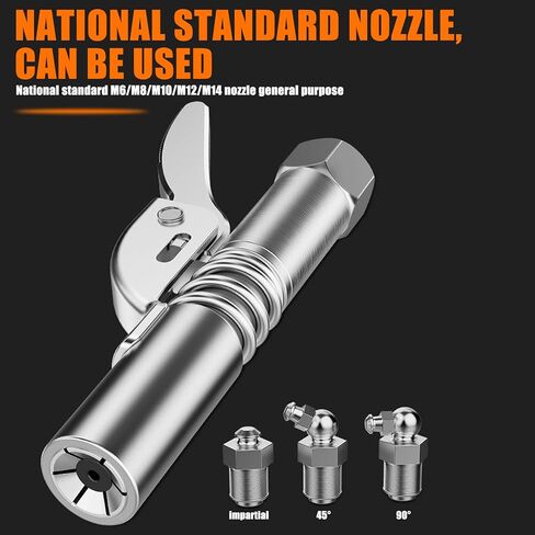 1 قطعة 6 مخالب زيوت التشحيم مقرنة، قفل المشبك نوع فوهة حقن الضغط العالي، متوافق مع دليل / كهربائي / مسدس زبدة هوائي، للمعايير الوطنية M6، M8، M10، M12، M14 (فضي) in Kuwait