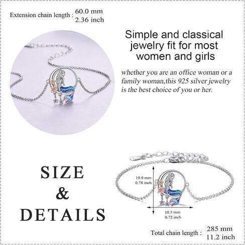 Mermaid Ankle Bracelets Gifts for Women Girls Sterling Silver See Mermaid Link Chain Anklets Adjustable Anklet Jewelry in Saudi Arabia