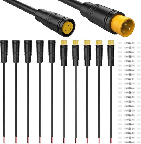 5 Pairs Waterproof Julet 4 Pin Connector Ebike Extension Cable - 20cm Female & Male Plug Wire for Electric Bicycle Light, Throttle, Ebrake, DIY Bike Projects, with 20 Pcs Heat Shrink Tube in Saudi Arabia