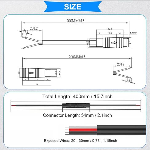 5 Pairs Waterproof Julet 4 Pin Connector Ebike Extension Cable - 20cm Female & Male Plug Wire for Electric Bicycle Light, Throttle, Ebrake, DIY Bike Projects, with 20 Pcs Heat Shrink Tube in Saudi Arabia